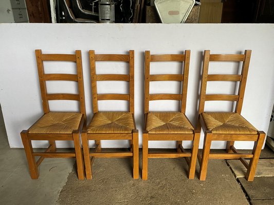 Vintage English Oak Dining Chairs – Set of 4